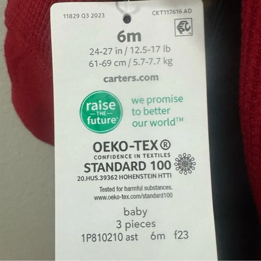 Carter’s boys 3 piece long sleeve top vest and pant set size 6 months NWT